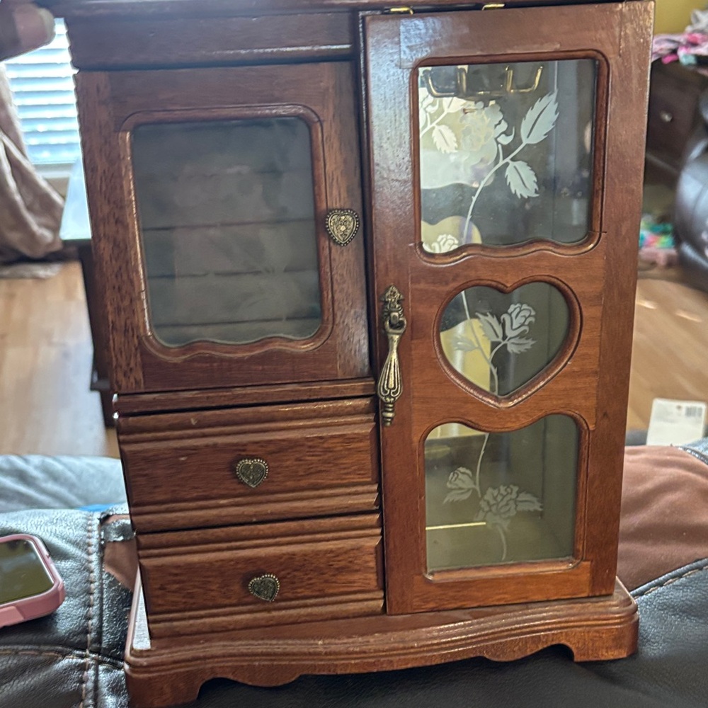 Wooden Jewelry Organizer with Glass Doors